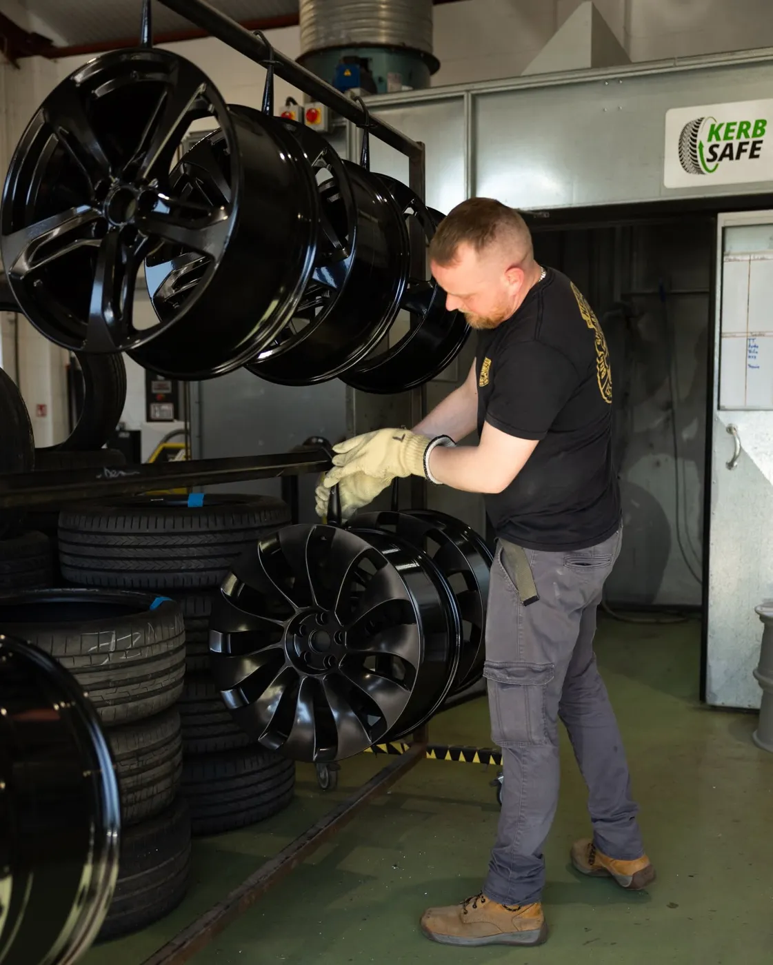 KerbSafe technician at work in the Stoke Mandeville workshop